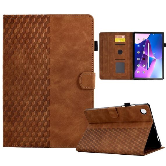 Per Lenovo Tab M10 Plus Gen 3 Custodia Smart Tablet in pelle goffrata rombo (marrone)