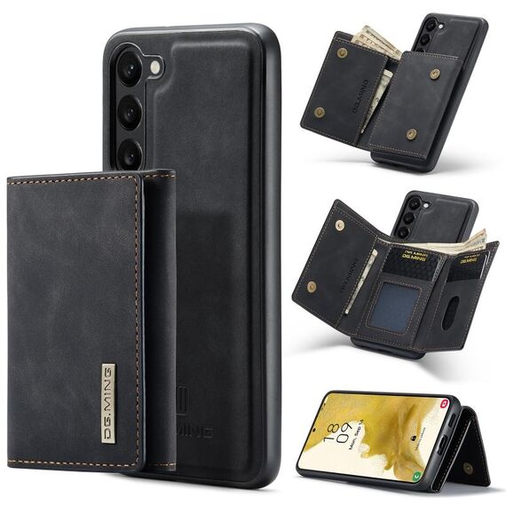 Per Samsung Galaxy S23+ 5G DG.MING M1 Custodia per telefono a portafoglio multi-scheda a 3 pieghe (nero)