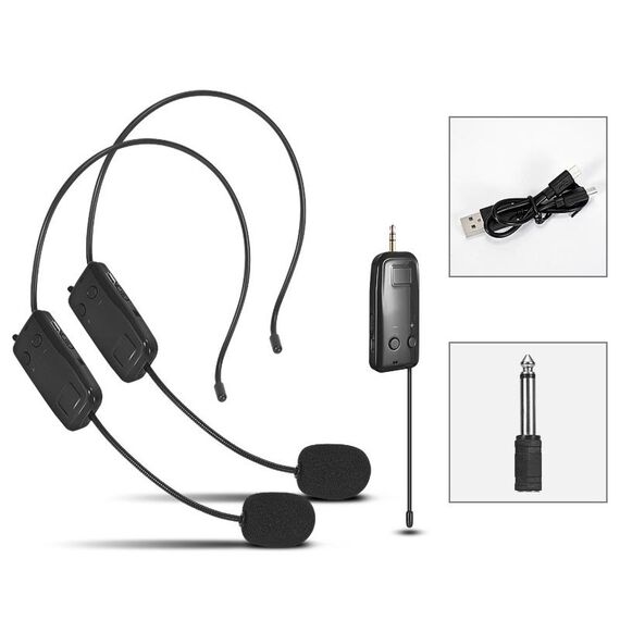 One For Two UHF Wireless Headset Microfono Amplificatore per cuffie lavalier
