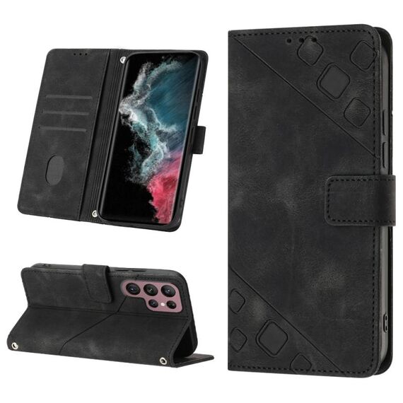 Custodia in pelle goffrata per Samsung Galaxy S22 Ultra 5G (nera)