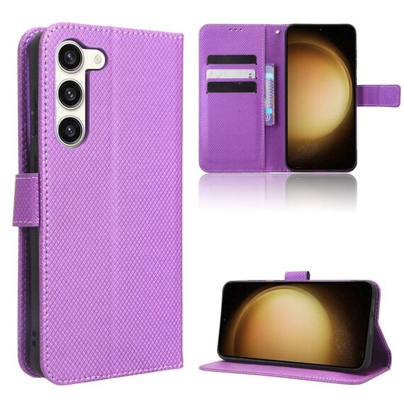 Custodia in pelle per Samsung Galaxy S23 5G Diamond Texture (viola)