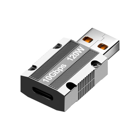 Adattatore dritto in lega di zinco maschio da 120 W tipo C femmina a USB 3.0 (argento)