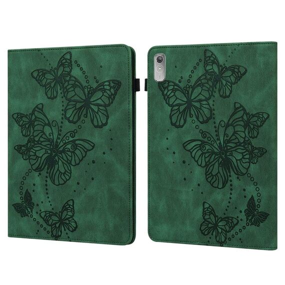 Per Lenovo Pad Plus 2023 11,5 pollici / Tab P11 Gen 2 Custodia per tablet in pelle con motivo a farfalla in rilievo (verde)