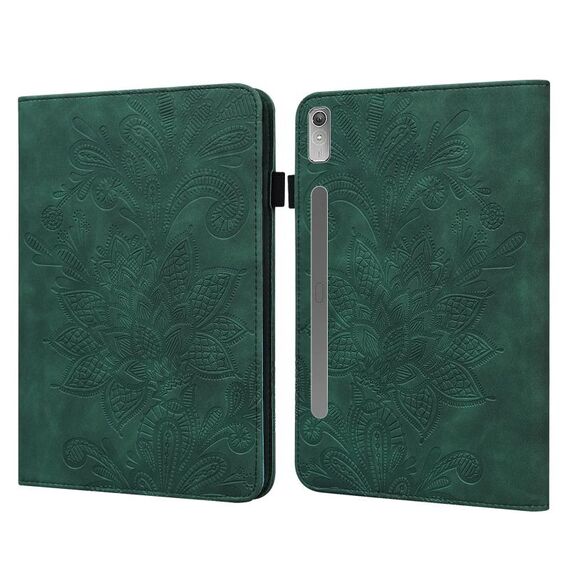 Per Lenovo Pad Pro 2022 11,2 pollici / Tab P11 Pro Gen 2 Custodia per tablet in pelle con motivo floreale goffrato in pizzo (verde)