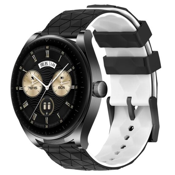 Per Huawei Watch Buds 22mm Modello di calcio Cinturino in silicone bicolore (nero + bianco)