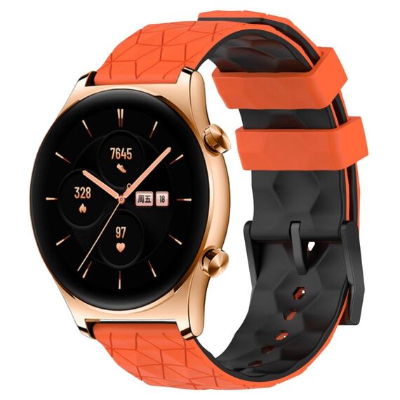 For Honor Watch GS 3 22mm Cinturino in silicone bicolore con motivo a calcio (arancione + nero)