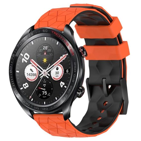 For Honor Watch Dream 22mm Cinturino in silicone bicolore con motivo a calcio (arancione + nero)