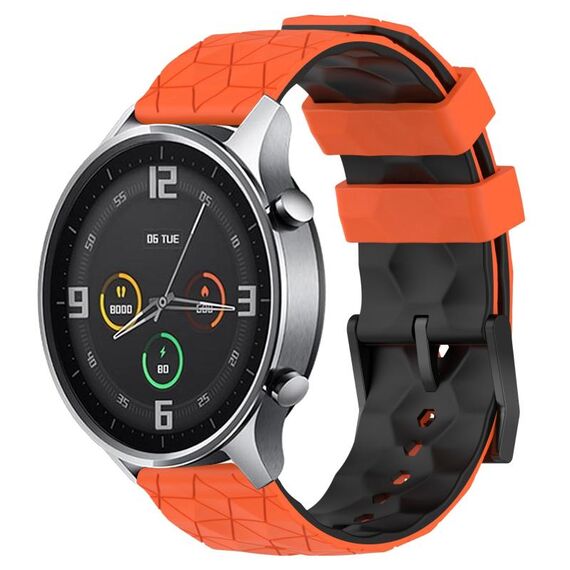 Per Xiaomi MI Watch Color 22mm Football Pattern Cinturino in silicone bicolore (arancione + nero)