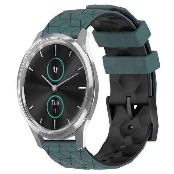 Per Garminmove Luxe 20mm Cinturino per orologio in silicone bicolore con motivo a calcio (verde oliva + nero)