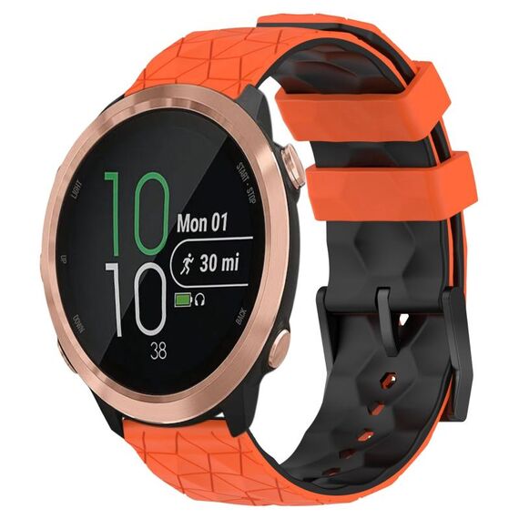 Per Garmin Forerunner 645 Music 20mm Cinturino per orologio in silicone bicolore con motivo a calcio (arancione + nero)