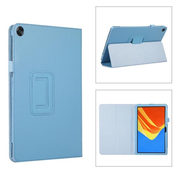 Per Huawei MatePad SE 10.4 Custodia per tablet in pelle con texture Litchi con supporto (blu cielo)