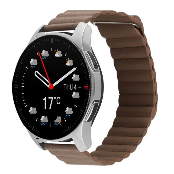 Per Coros Apex 46mm/Apex Pro / Ticwatch Pro 3 22mm cinturino in pelle con anello magnetico (marrone scuro)
