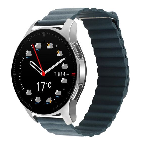 Per Coros Apex 46mm/Apex Pro / Ticwatch Pro 3 22mm cinturino in pelle con anello magnetico (verde pino)