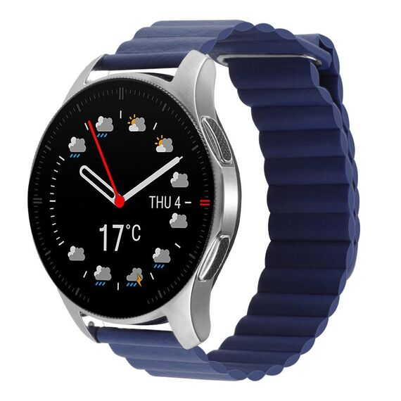 Per Coros Apex 46mm/Apex Pro / Ticwatch Pro 3 22mm cinturino in pelle con anello magnetico (blu notte)