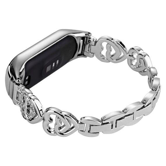 Per Xiaomi Mi Band 4/3 cinturino universale in metallo con diamanti (argento)