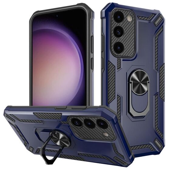 Custodia antiurto per Samsung Galaxy S23 5G Warship Armor 2 in 1 (blu reale)