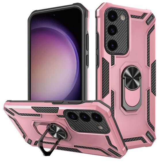 Custodia antiurto per Samsung Galaxy S23 5G Warship Armor 2 in 1 (oro rosa)