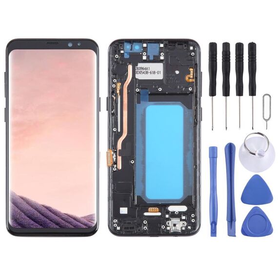 Schermo LCD TFT per Samsung Galaxy S8+ SM-G955 Digitizer Assemblaggio completo con cornice (nero)
