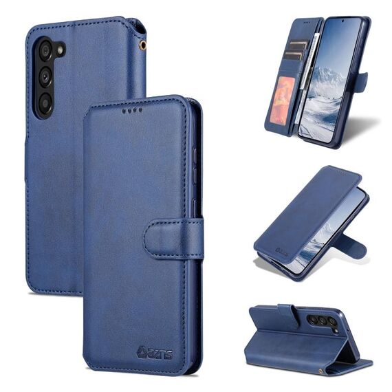 Per Samsung Galaxy S23+ 5G AZNS Custodia in pelle a conchiglia orizzontale in pelle di vitello (blu)