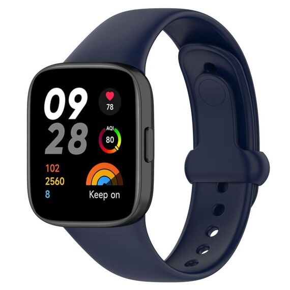 Per cinturino orologio in silicone con bottone a bottone Redmi Watch 3 (blu scuro)