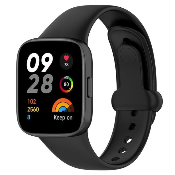 Per cinturino orologio in silicone con bottone a bottone Redmi Watch 3 (nero)