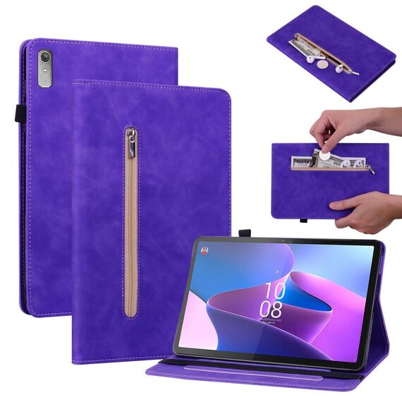 Custodia per tablet in pelle con cerniera tinta unita per Lenovo Tab P11 Gen 2 11.5 Skin Feel (viola)