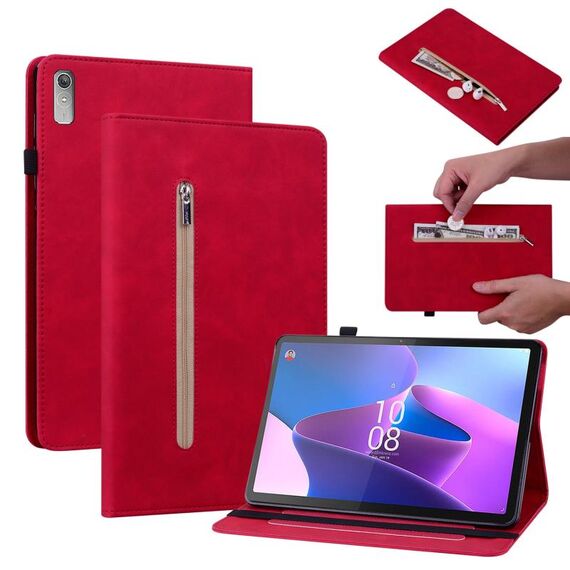 Custodia per tablet in pelle con cerniera tinta unita per Lenovo Tab P11 Gen 2 11.5 Skin Feel (rosso)