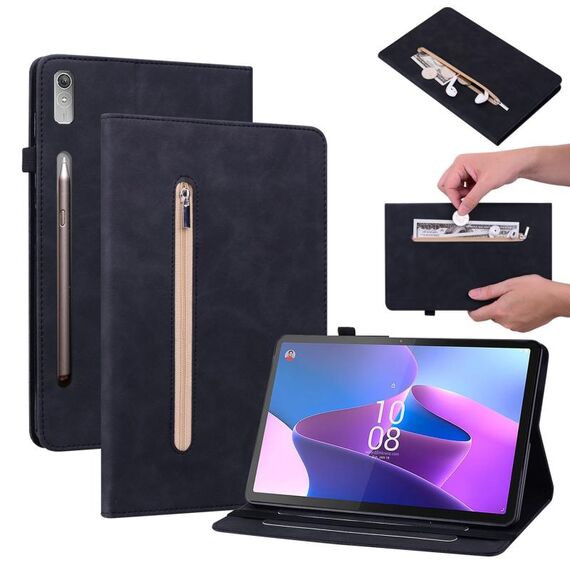 Custodia per tablet in pelle con cerniera tinta unita per Lenovo Tab P11 Pro Gen 2 11.2 (nero)