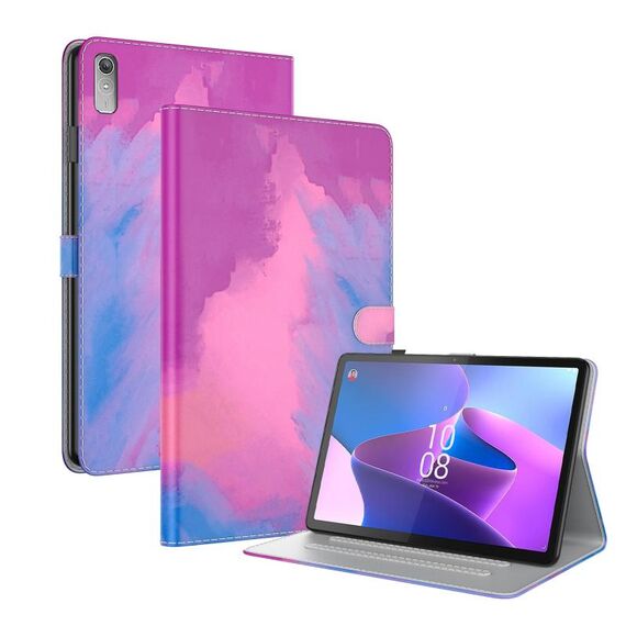 Per Lenovo Tab P11 Gen 2 11.5 Custodia per tablet in pelle con motivo ad acquerello (viola rosso)