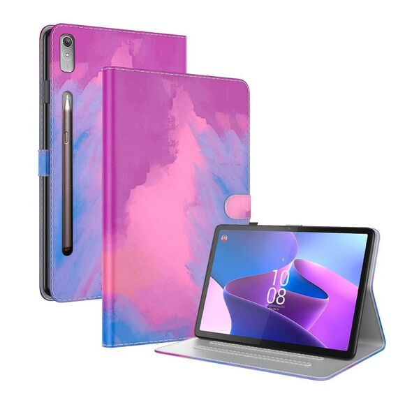 Per Lenovo Tab P11 Pro Gen 2 11.2 Custodia per tablet in pelle con motivo ad acquerello (viola rosso)