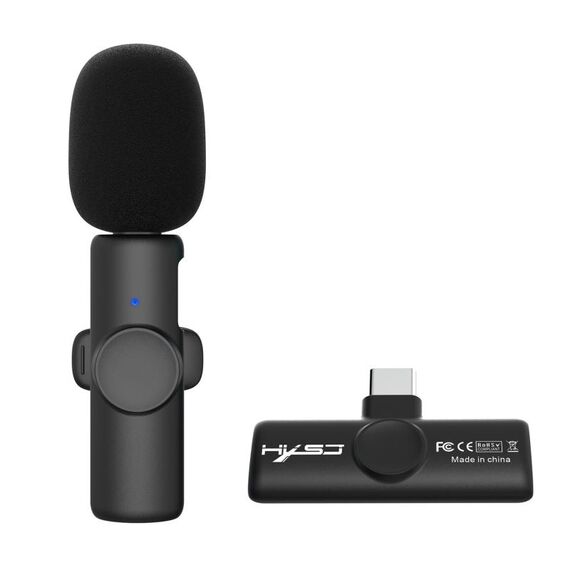HXSJ F18 2.4G USB-C/Type-C Microfono wireless lavalier con riduzione del rumore (nero)
