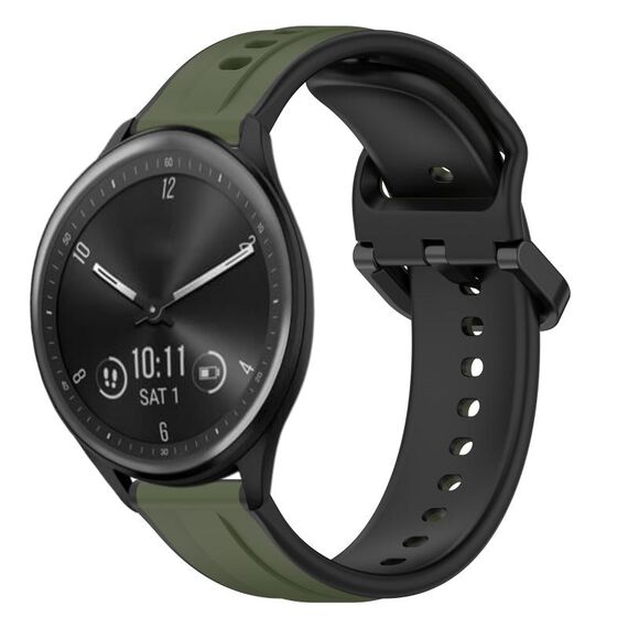 Per Garmin Vivomove Sport 20mm Convex Loop Cinturino in silicone bicolore (verde scuro + nero)
