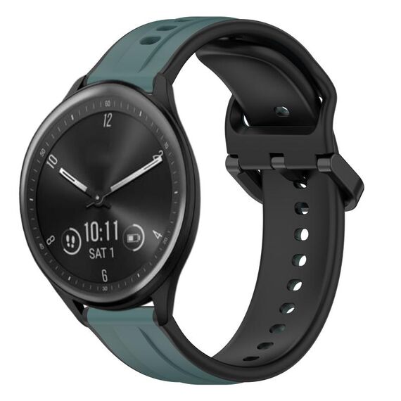 Per Garmin Vivomove Sport 20mm Convex Loop Cinturino in silicone bicolore (verde oliva + nero)