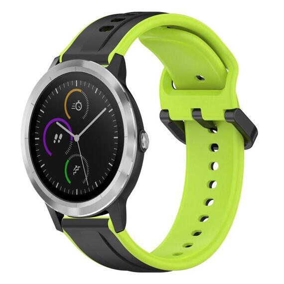 Per Garmin Vivoactive3 20mm Convex Loop Cinturino in silicone bicolore (nero + lime)