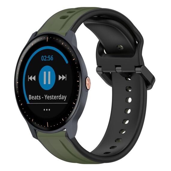 Per Garmin Vivoactive3 Music 20mm Convex Loop Cinturino in silicone bicolore (verde scuro + nero)