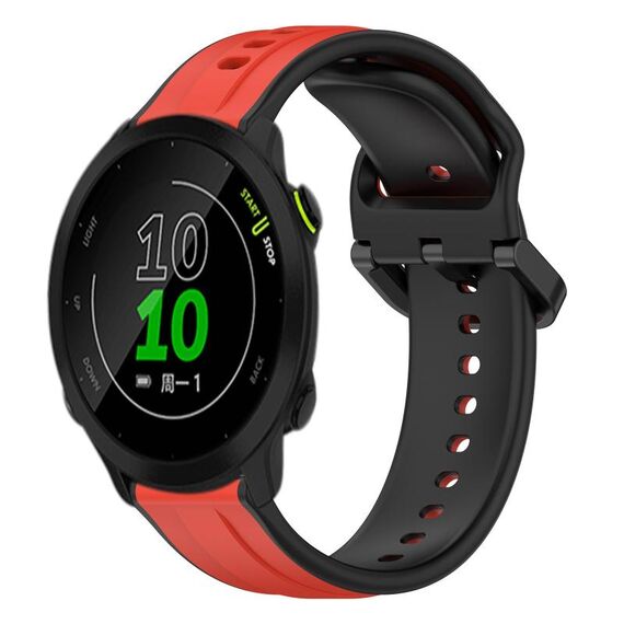 Per Garmin Forerunner 158 20mm Convex Loop Cinturino in silicone bicolore (rosso + nero)