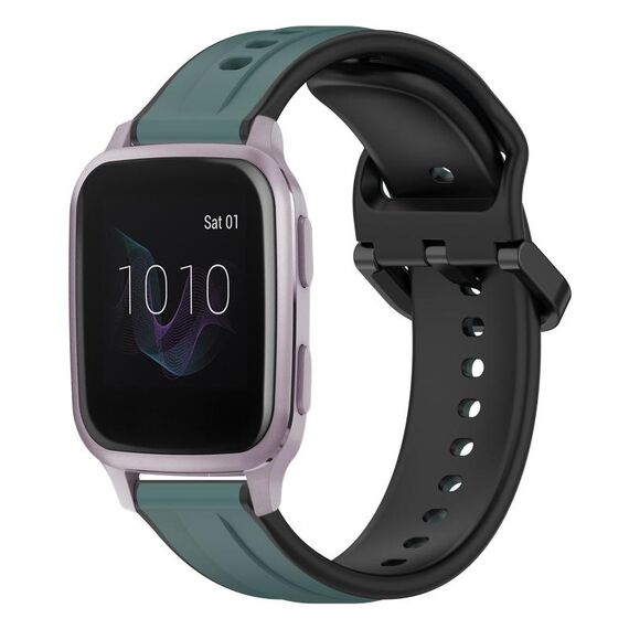 Per Garmin Venu SQ 20mm Convex Loop Cinturino in silicone bicolore (verde oliva + nero)