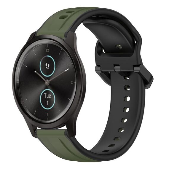 Per Garmin VivoMove Style 20mm Convex Loop Cinturino in silicone bicolore (verde scuro + nero)