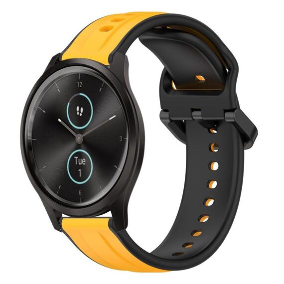 Per Garmin VivoMove Style 20mm Convex Loop Cinturino in silicone bicolore (giallo + nero)