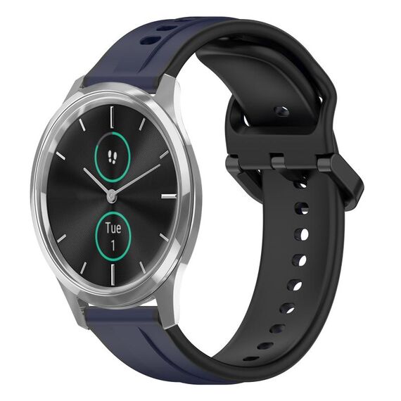Per Garmin VivoMove Luxe 20mm Convex Loop Cinturino in silicone bicolore (blu notte + nero)