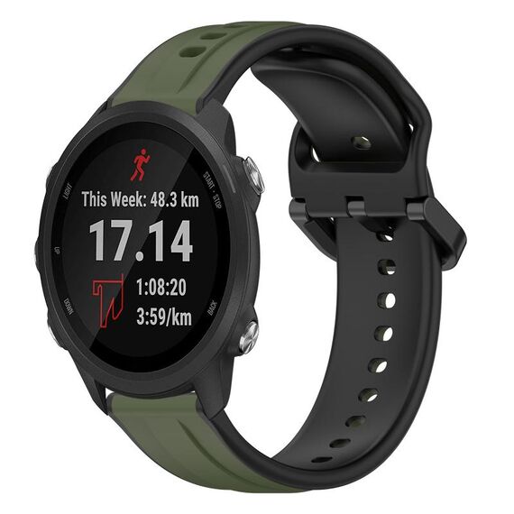 Per Garmin Forerunner 245 20mm Convex Loop Cinturino in silicone bicolore (verde scuro + nero)