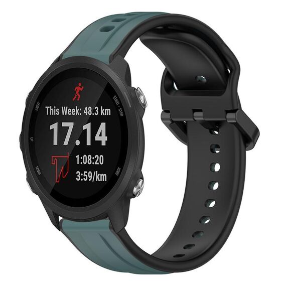 Per Garmin Forerunner 245 Music 20mm Convex Loop Cinturino in silicone bicolore (verde oliva + nero)
