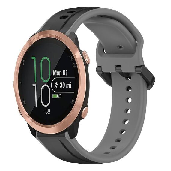Per Garmin Forerunner 645 Music 20mm Convex Loop Cinturino in silicone bicolore (nero + grigio)