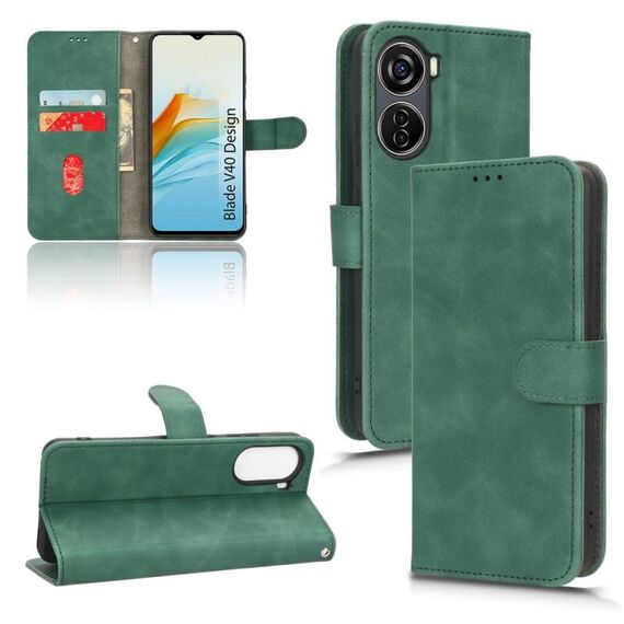 Per ZTE Blade V40 Design Skin Feel Custodia per telefono in pelle con vibrazione magnetica (verde)