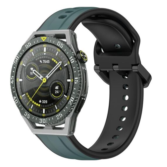 Per Huawei Watch GT3 SE 22mm Convex Loop Cinturino in silicone bicolore (verde oliva + nero)