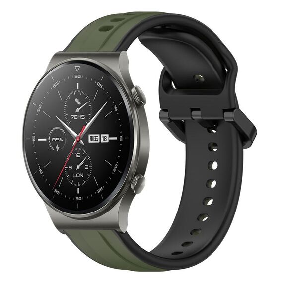Per Huawei GT2 Pro 22mm Convex Loop Cinturino in silicone bicolore (verde scuro + nero)