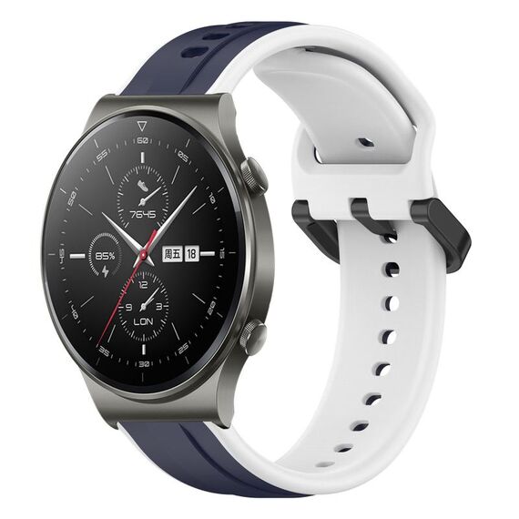 Per Huawei GT2 Pro 22mm Convex Loop Cinturino in silicone bicolore (blu notte + bianco)