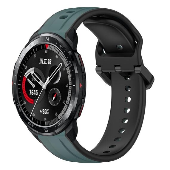 For Honor Watch GS Pro 22mm Convex Loop Cinturino in silicone bicolore (verde oliva + nero)