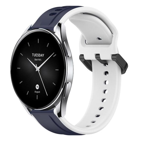 Per Xiaomi Watch S2 42mm 22mm Convex Loop Cinturino in silicone bicolore (blu notte + bianco)
