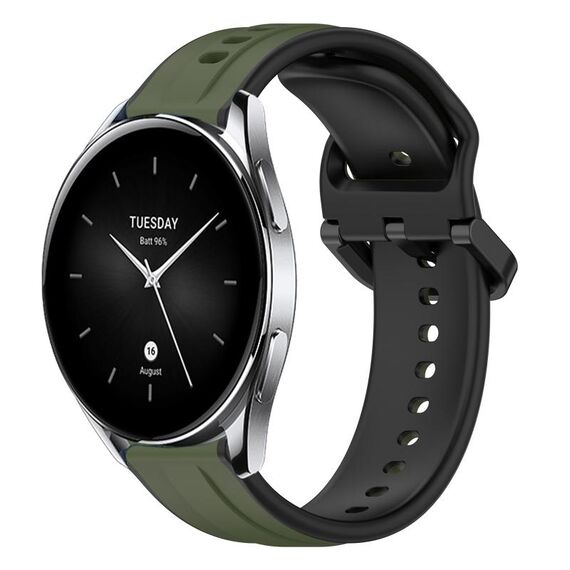 Per Xiaomi Watch S2 46mm 22mm Convex Loop Cinturino in silicone bicolore (verde scuro + nero)